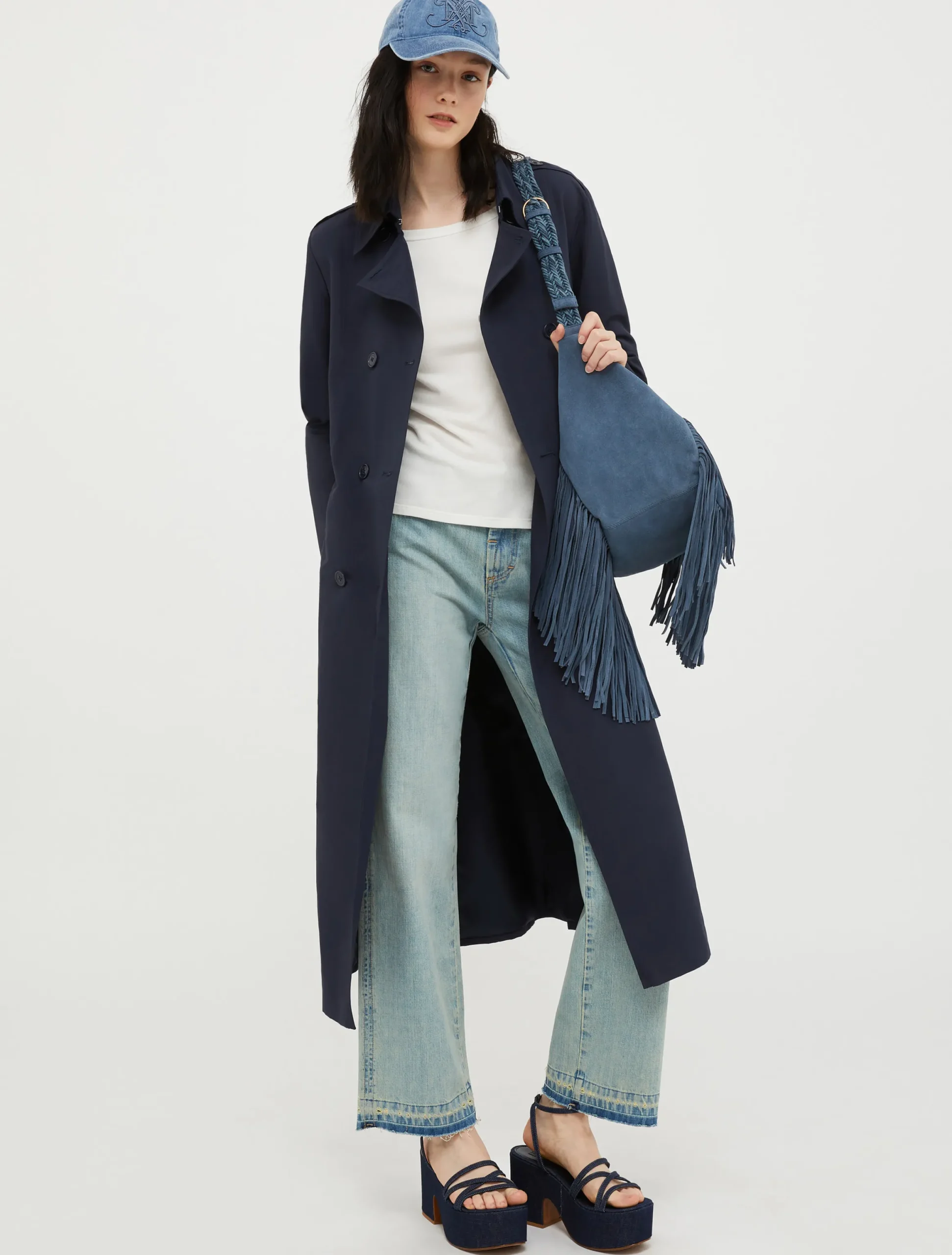 Hug fringed maxi hobo bag