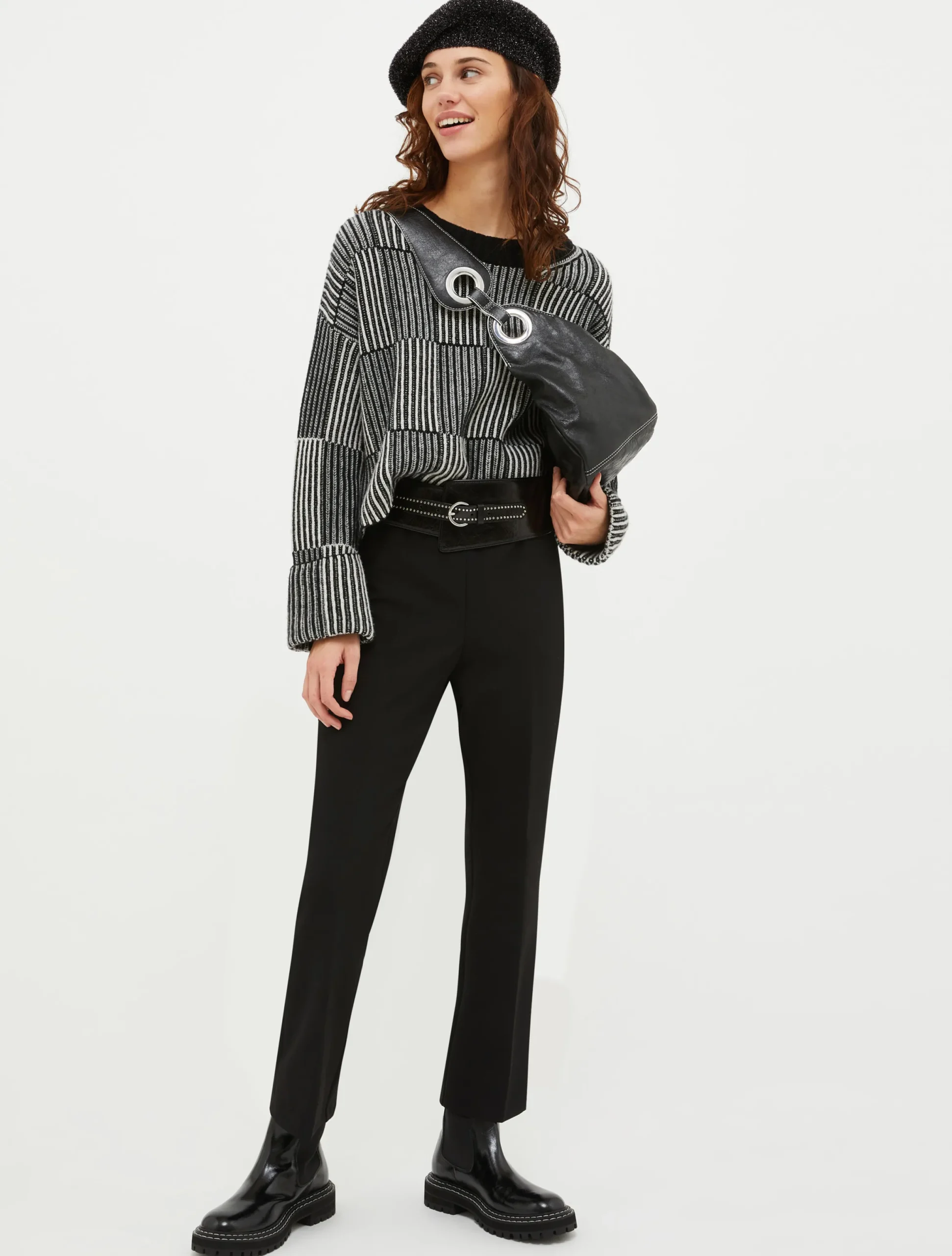 Kick-flare stretch trousers