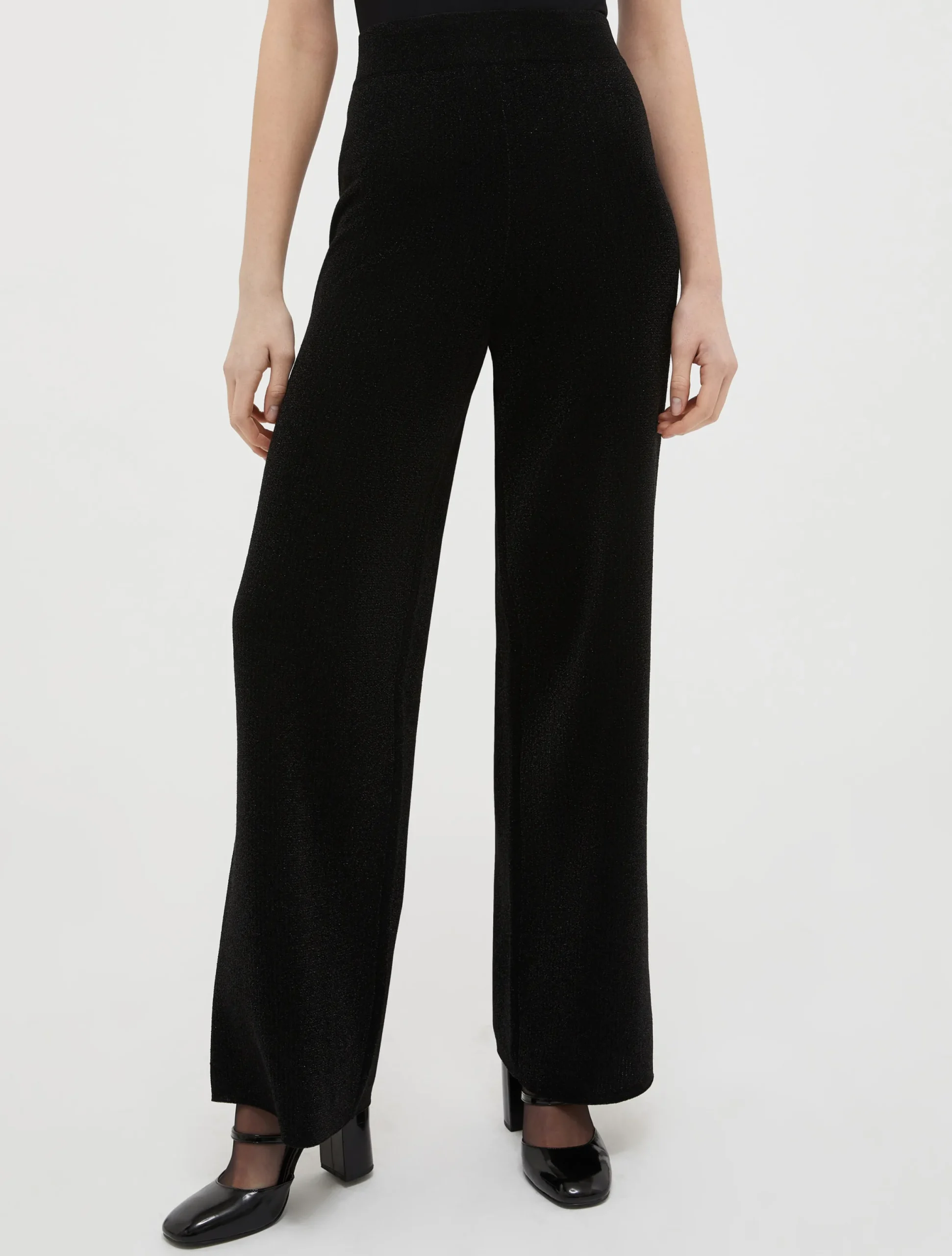 Knitted lurex wide-leg trousers