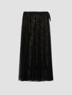Lace and jersey-tulle maxi skirt