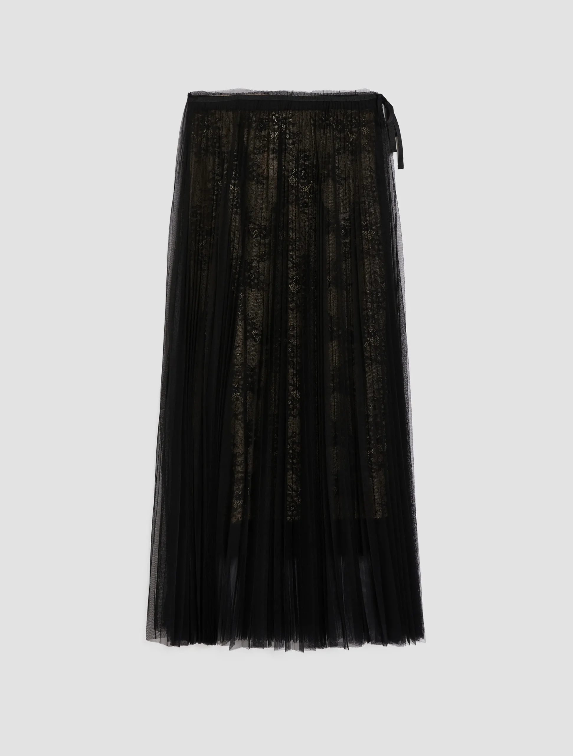 Lace and jersey-tulle maxi skirt