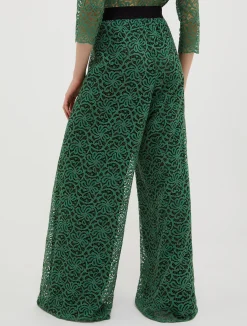 Lace-jersey palazzo trousers