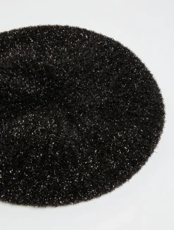 Lamé knitted beret