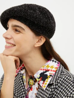 Lamé knitted beret