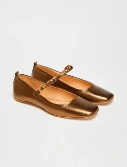 Laminated leather ballet flats