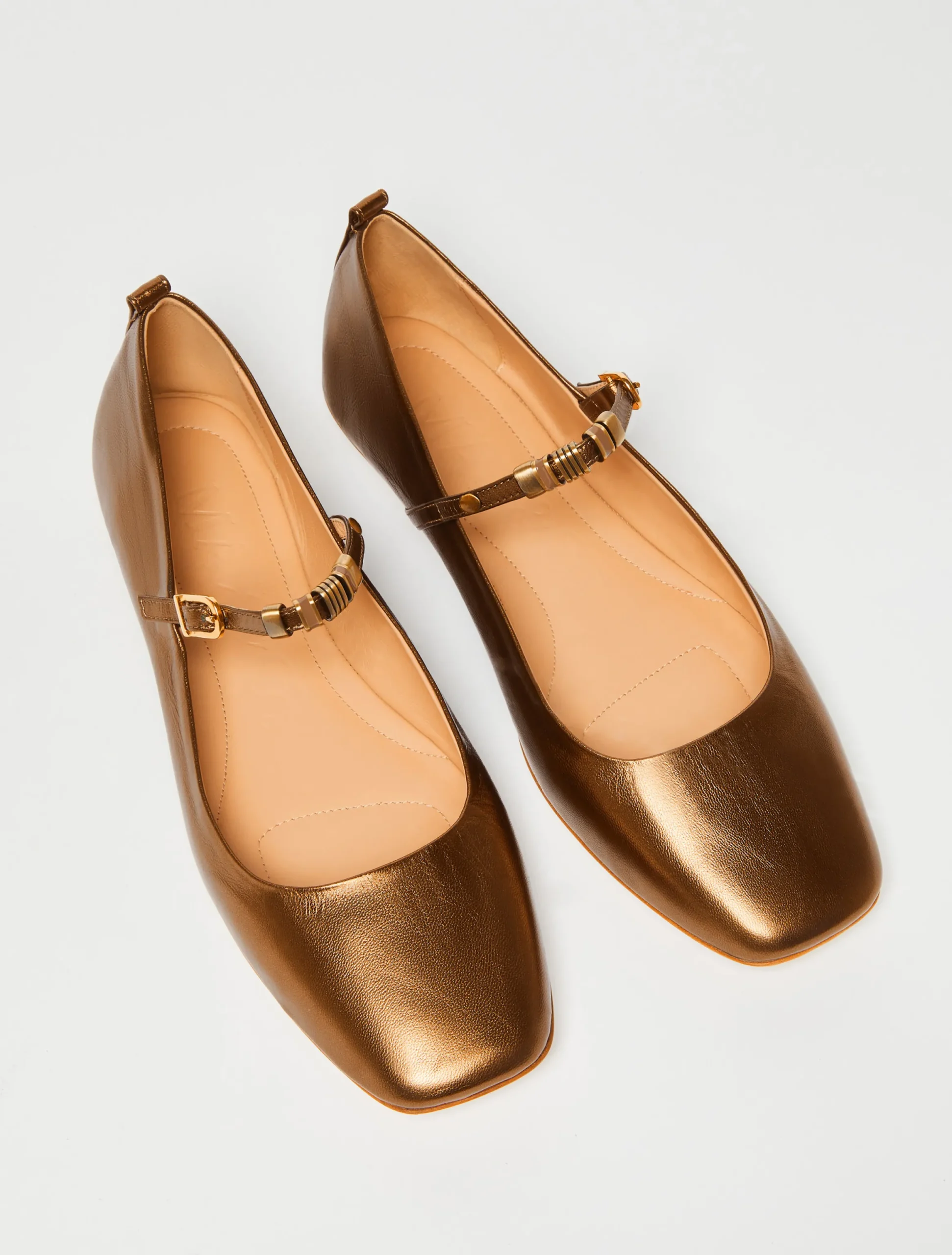 Laminated leather ballet flats