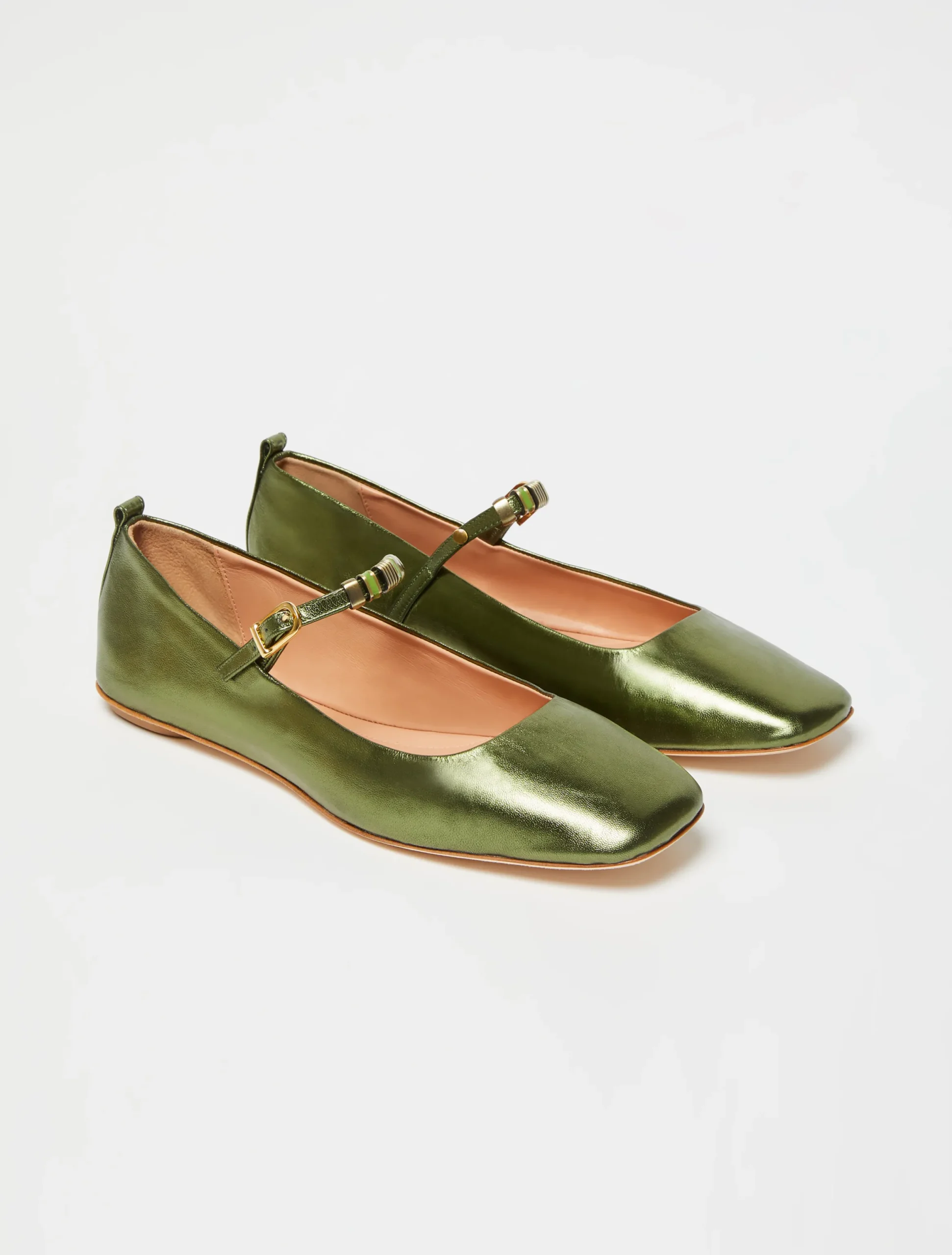 Laminated leather ballet flats