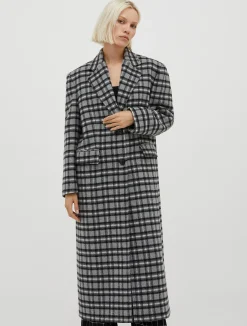 Long checked coat
