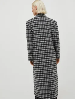 Long checked coat