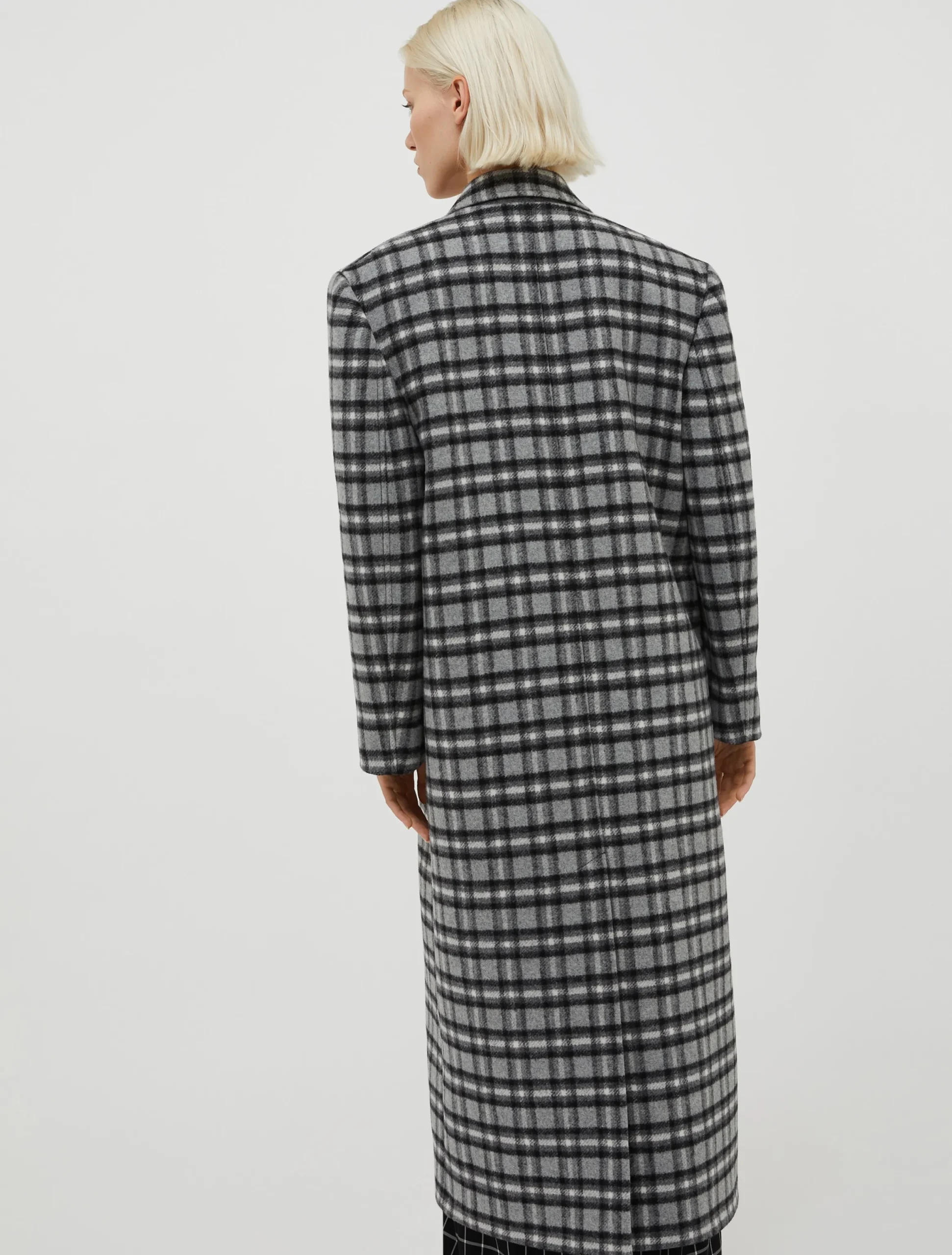 Long checked coat