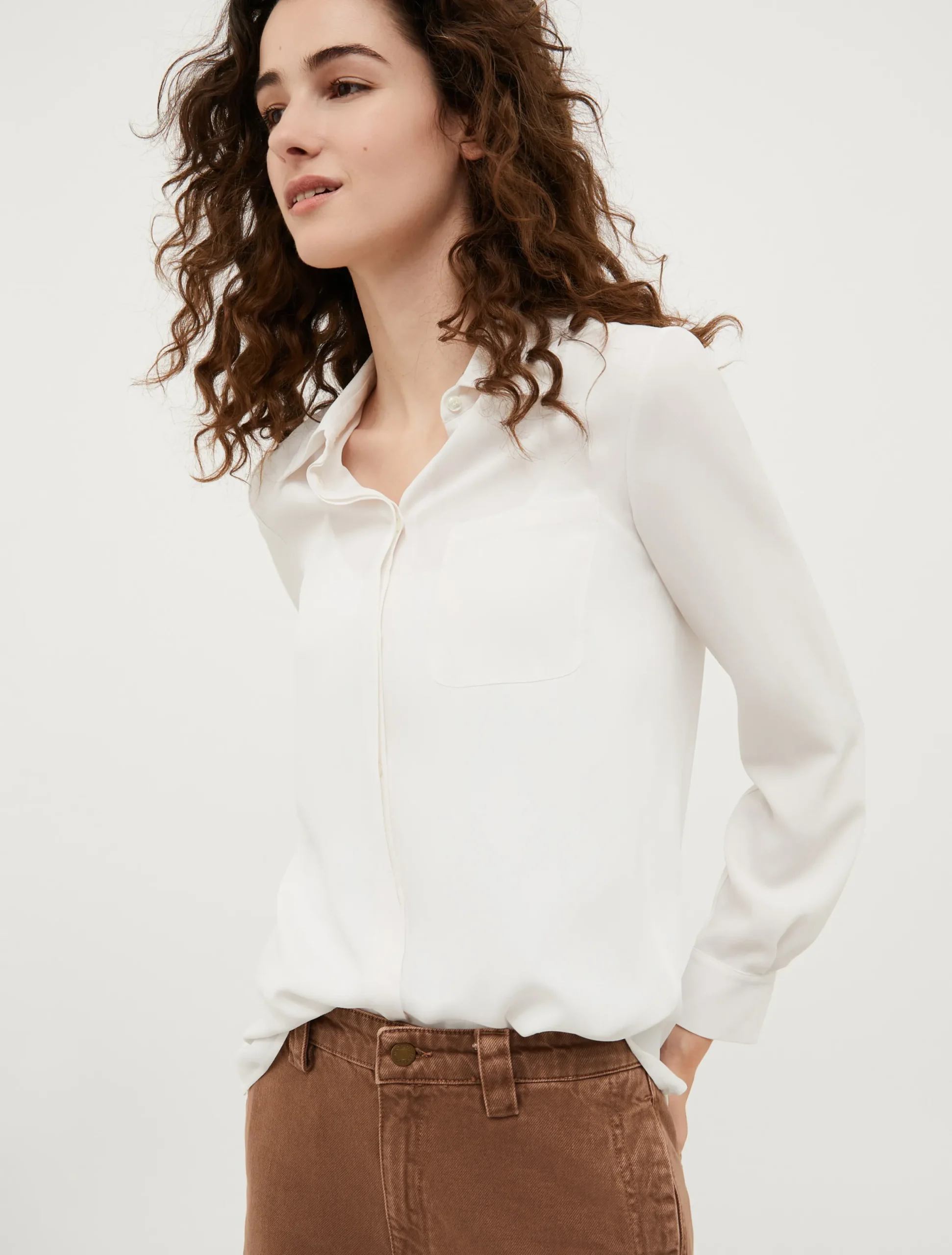Long-sleeved crêpe-de-Chine shirt