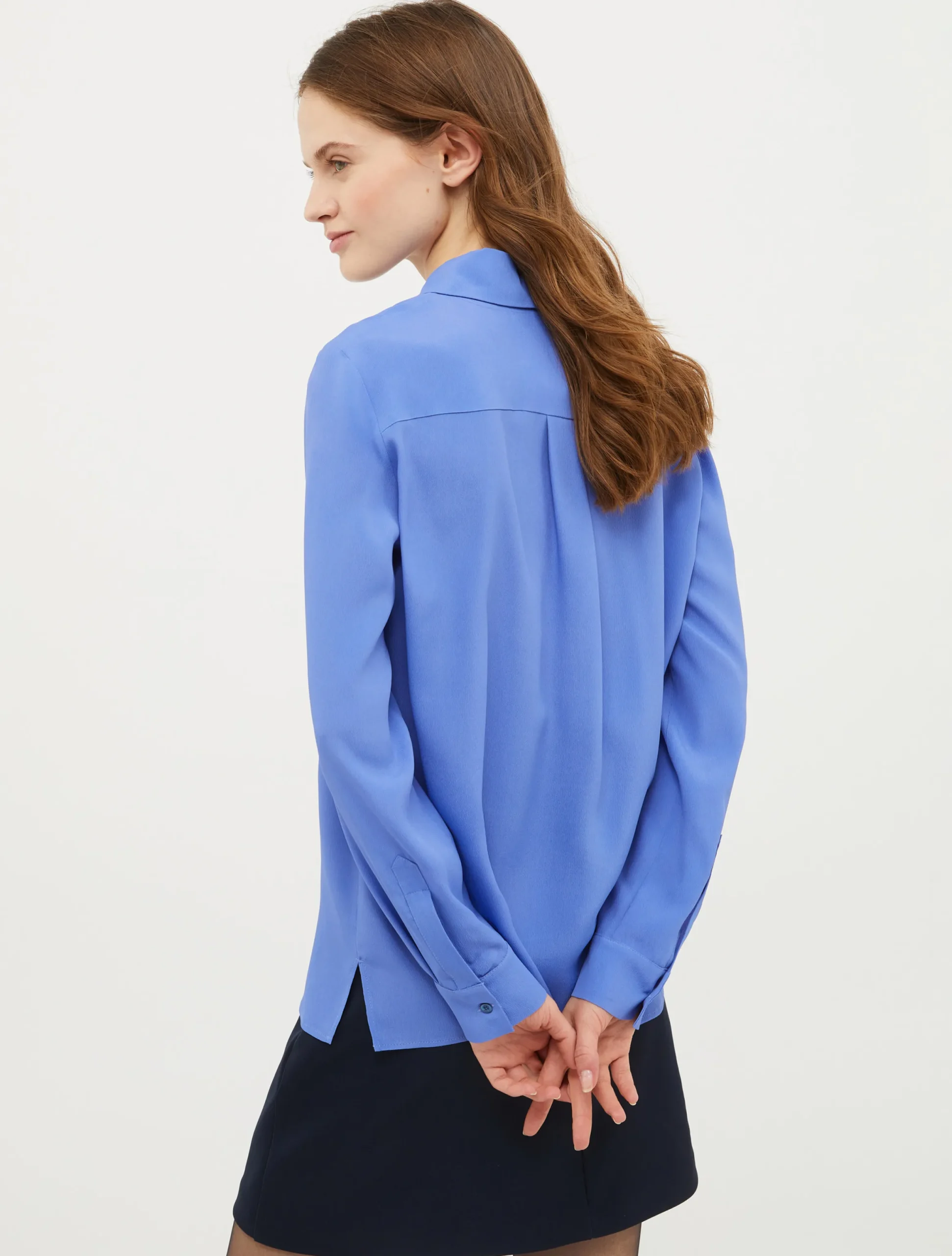 Long-sleeved crêpe-de-Chine shirt