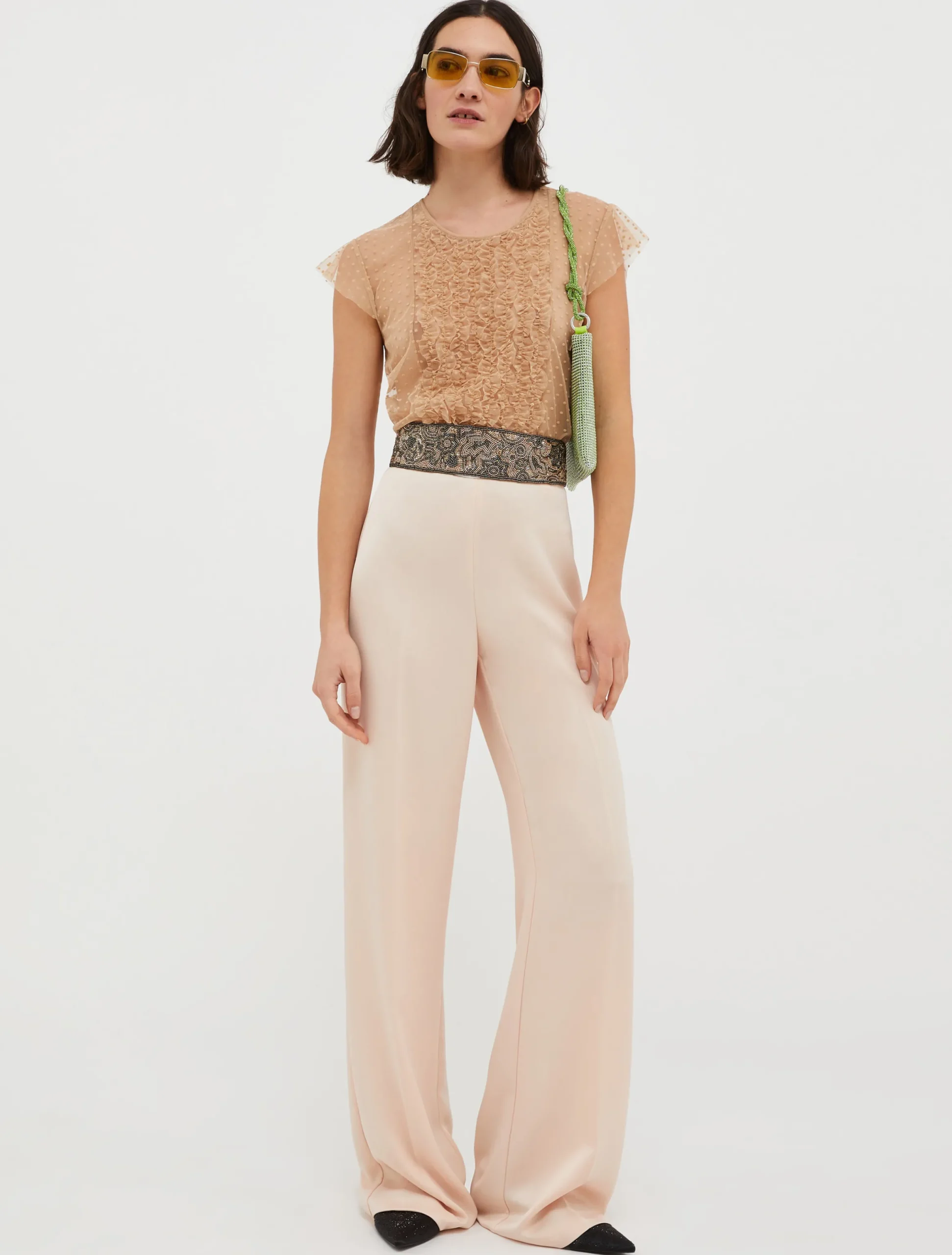 Loose-fit satin trousers