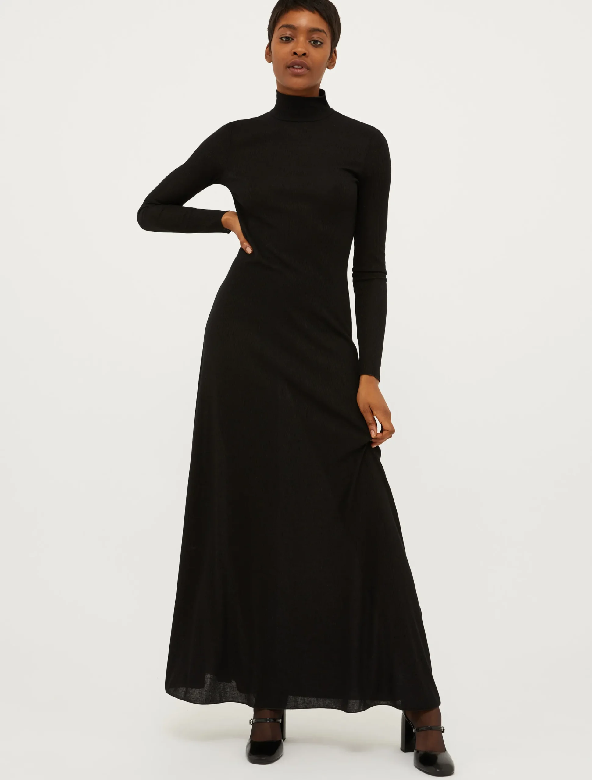 Lurex long-sleeved maxi dress