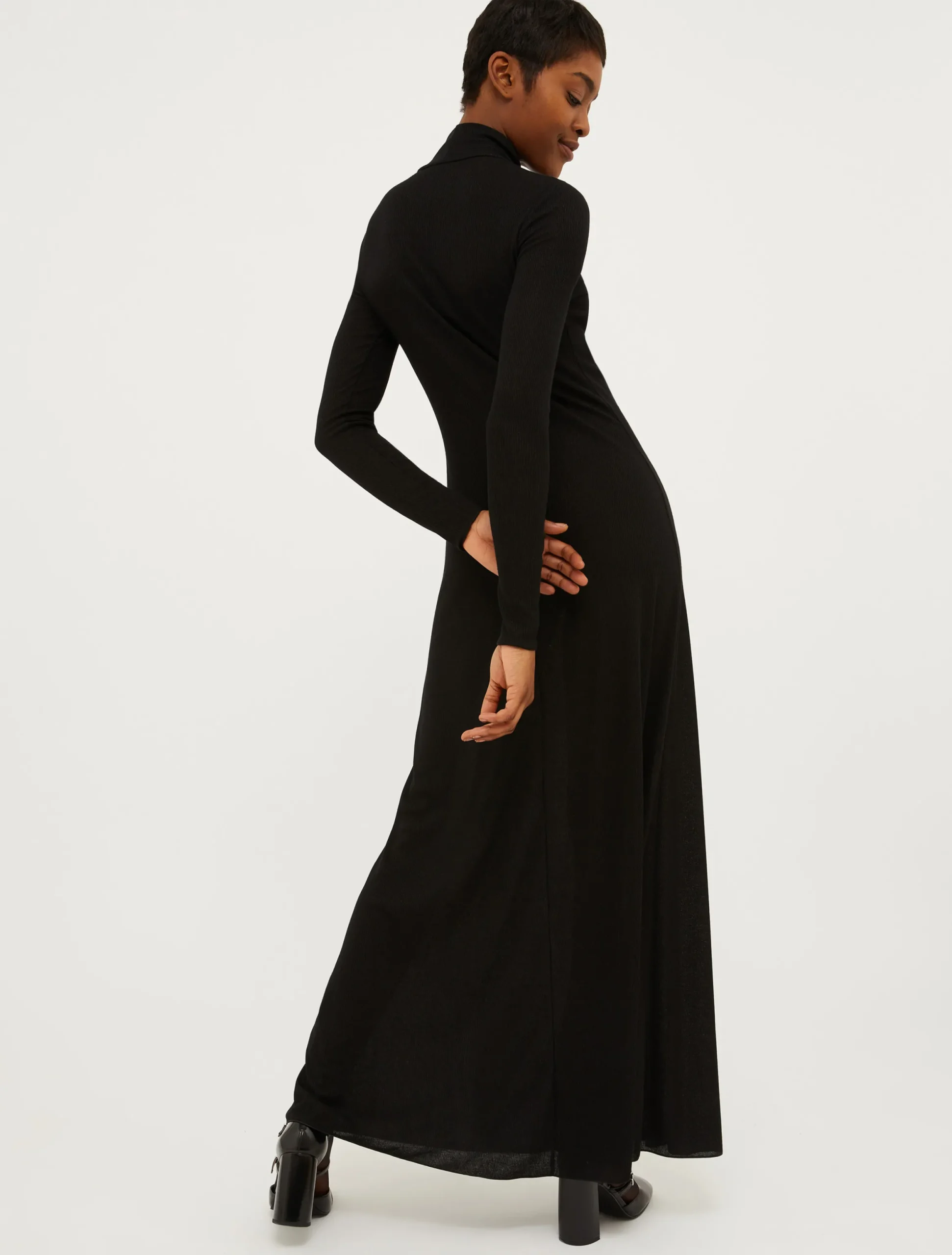 Lurex long-sleeved maxi dress
