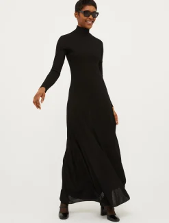 Lurex long-sleeved maxi dress
