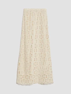 Macramé jersey long skirt