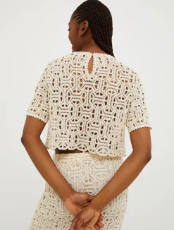 Macramé-jersey top