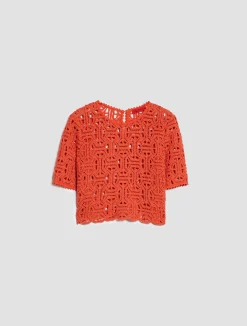 Macramé-jersey top