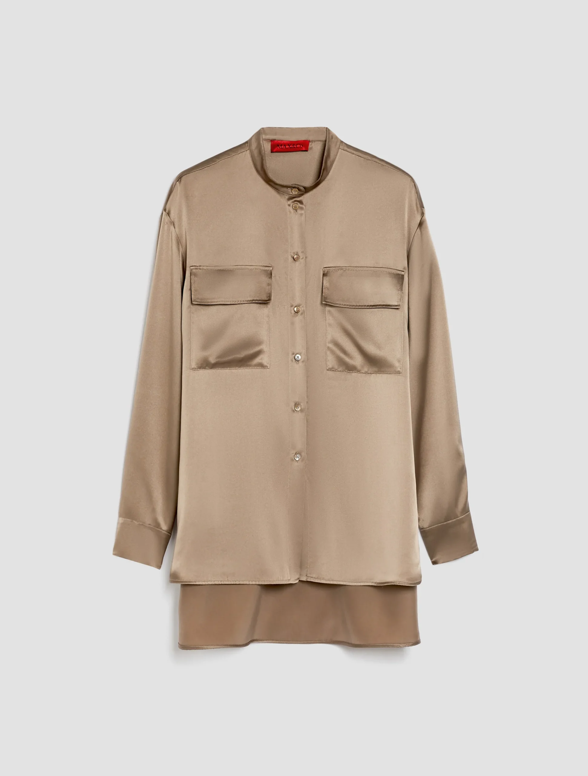 Mandarin-collar silk shirt