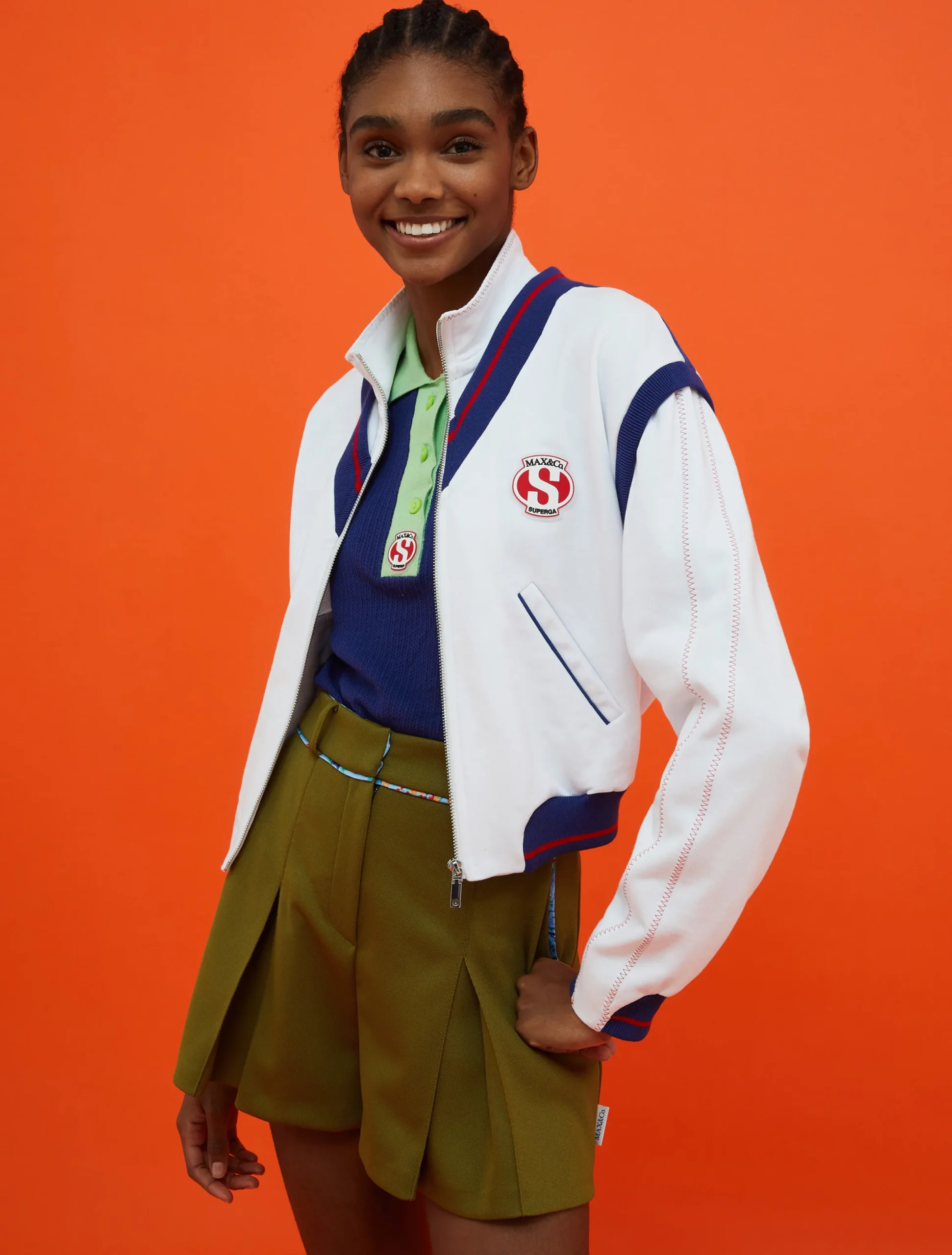MAX&Co. with Superga fleece bomber jacket