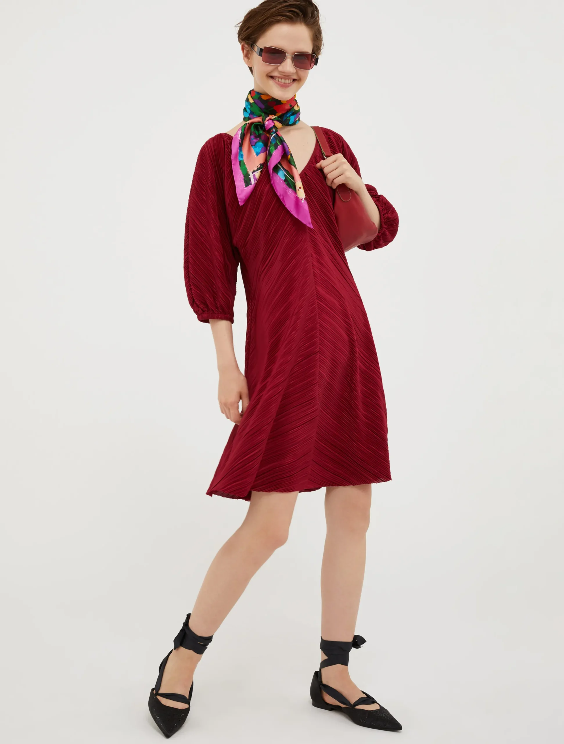 Micro-pleated jersey dress