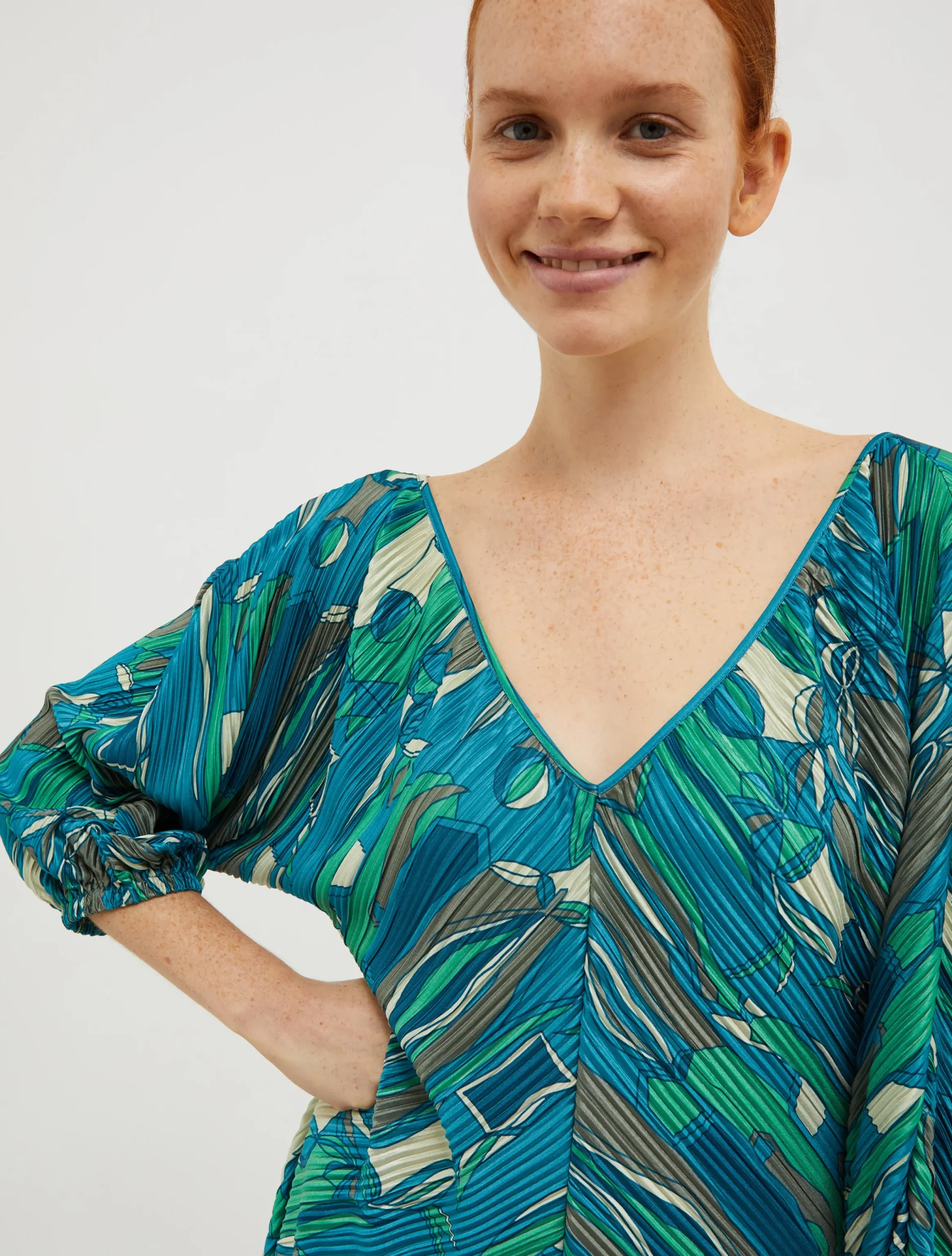 Micro-pleated jersey dress