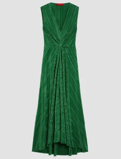 Micro-pleated jersey maxi dress