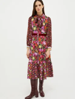 Multi-print midi shirt dress