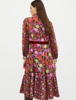 Multi-print midi shirt dress