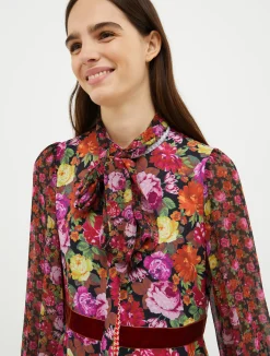 Multi-print midi shirt dress