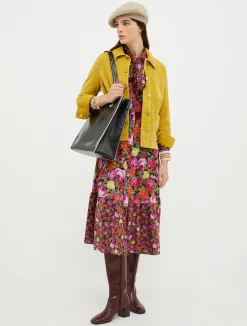 Multi-print midi shirt dress
