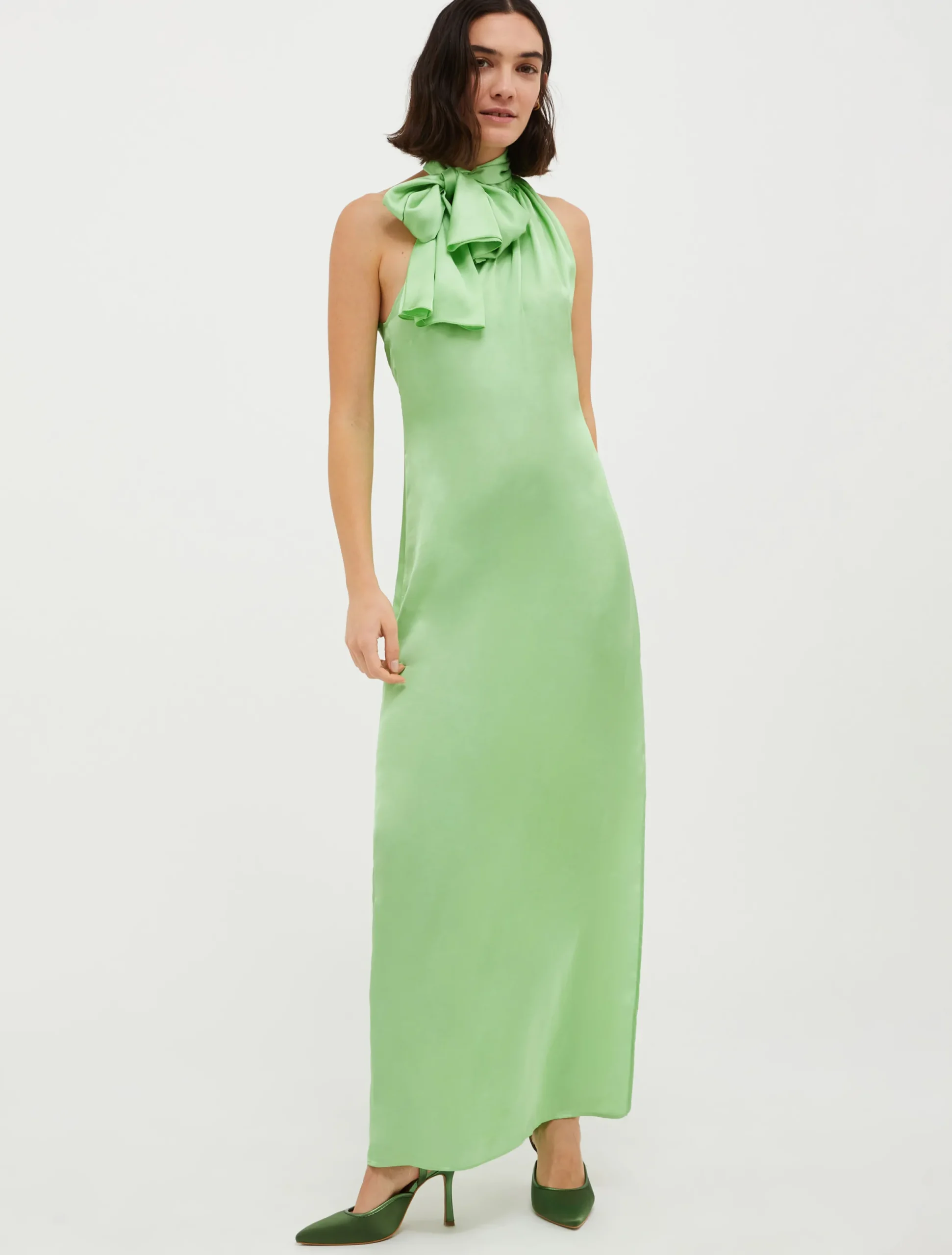 Off-the-shoulder satin dress