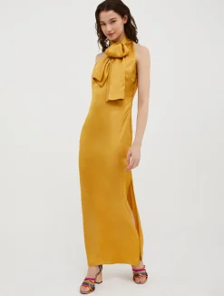Off-the-shoulder satin dress