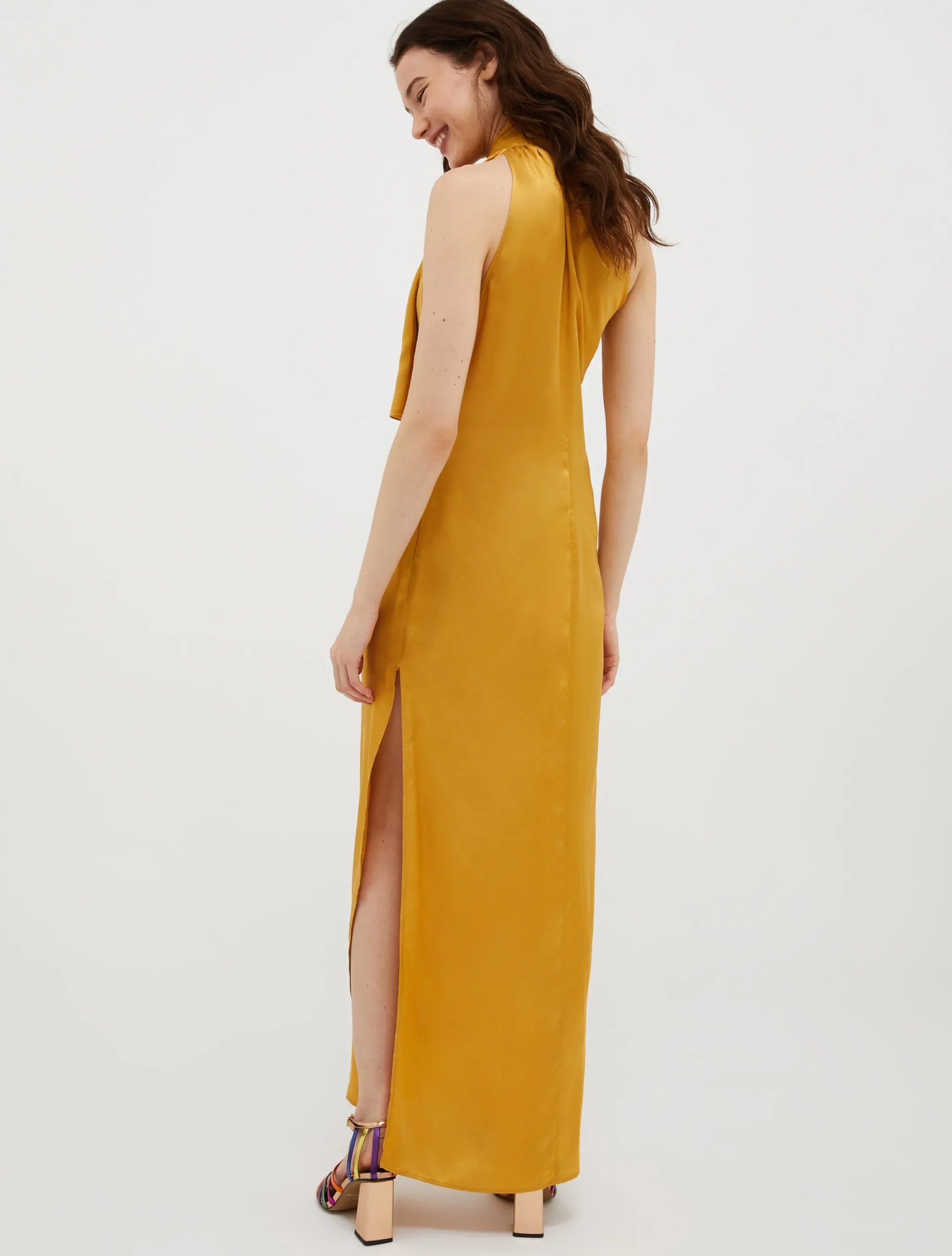 Off-the-shoulder satin dress
