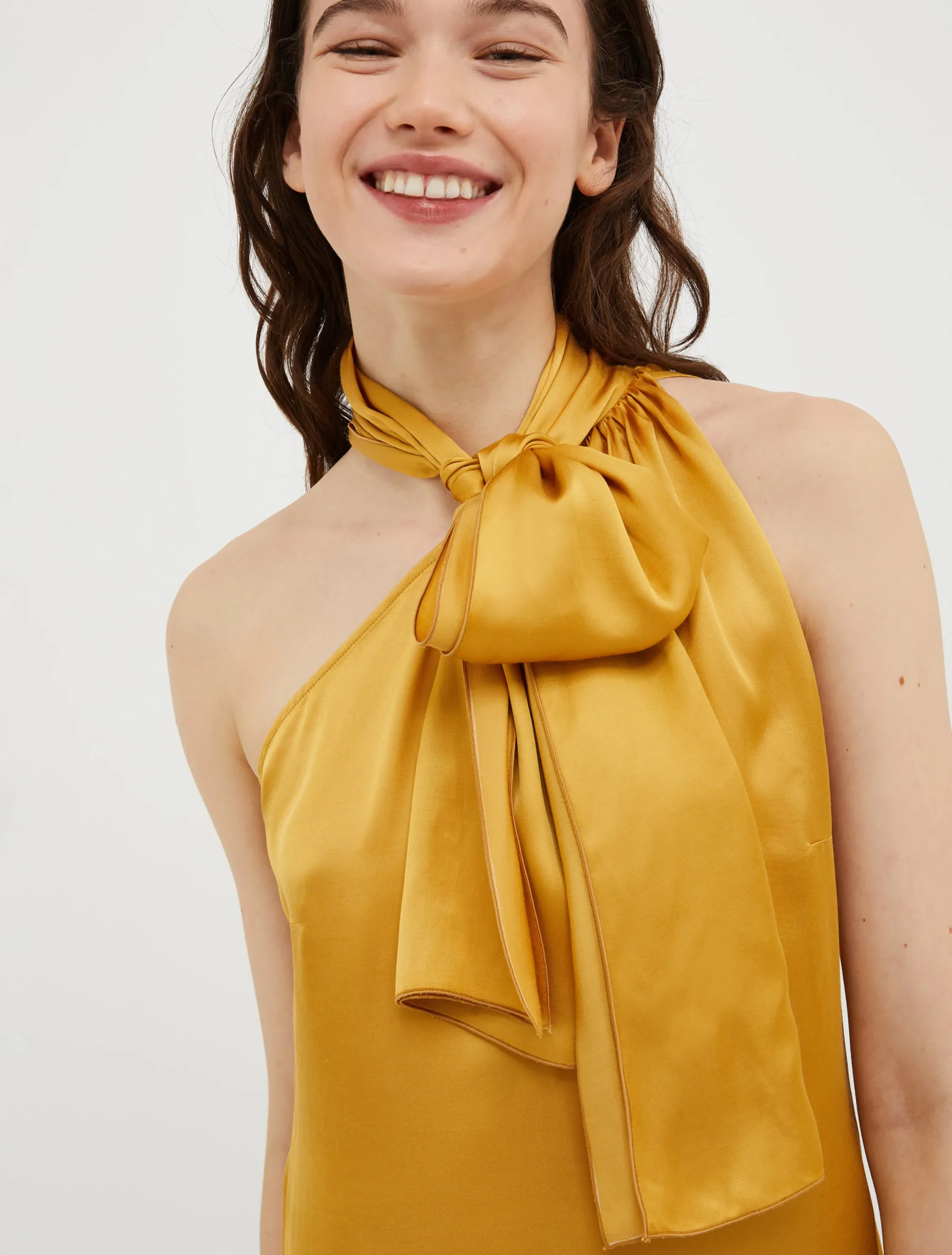 Off-the-shoulder satin dress
