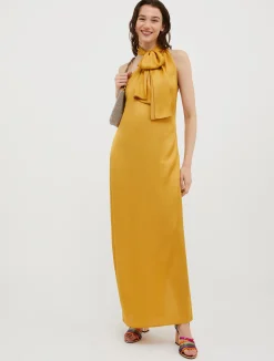 Off-the-shoulder satin dress