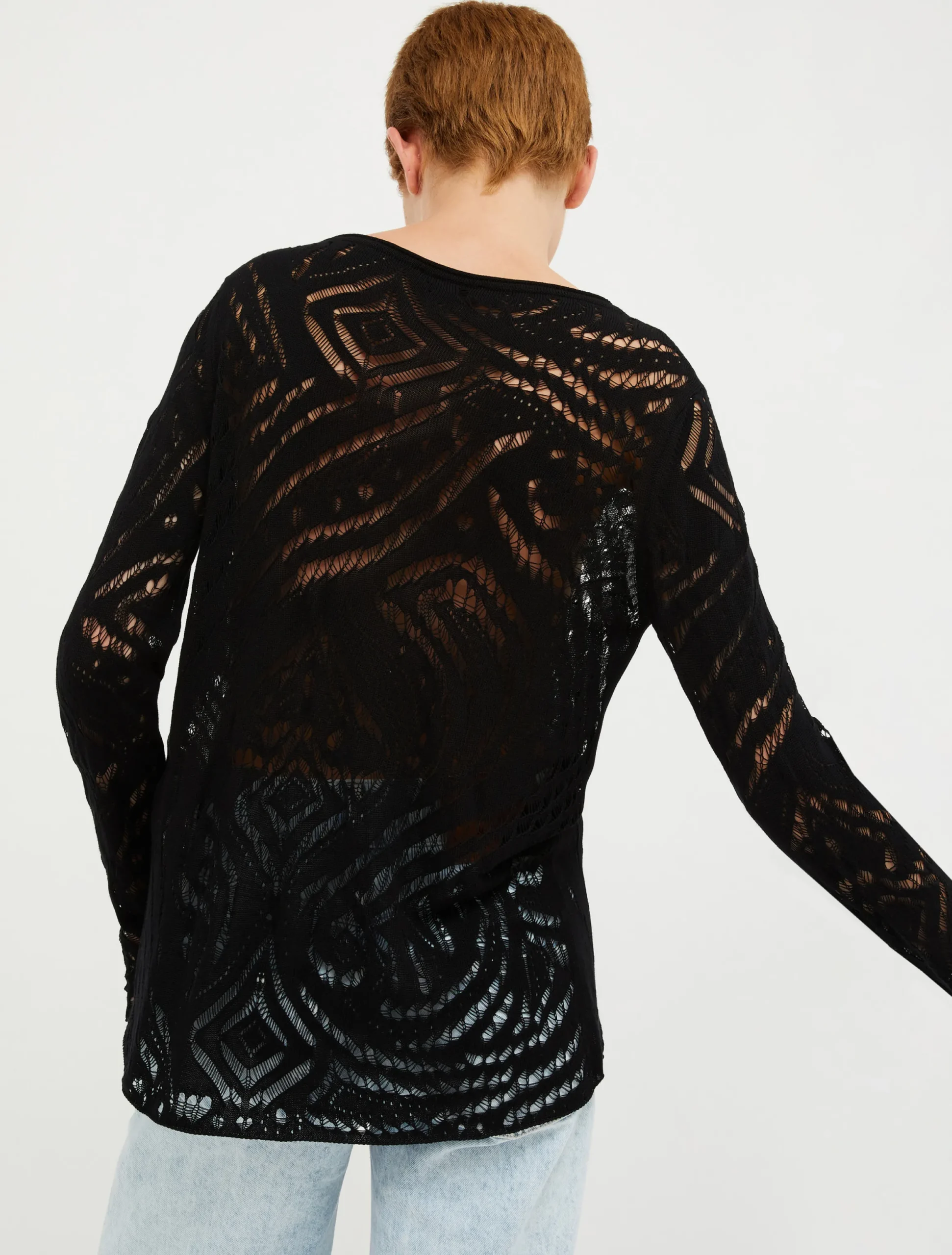 Open-knit patterned jumper