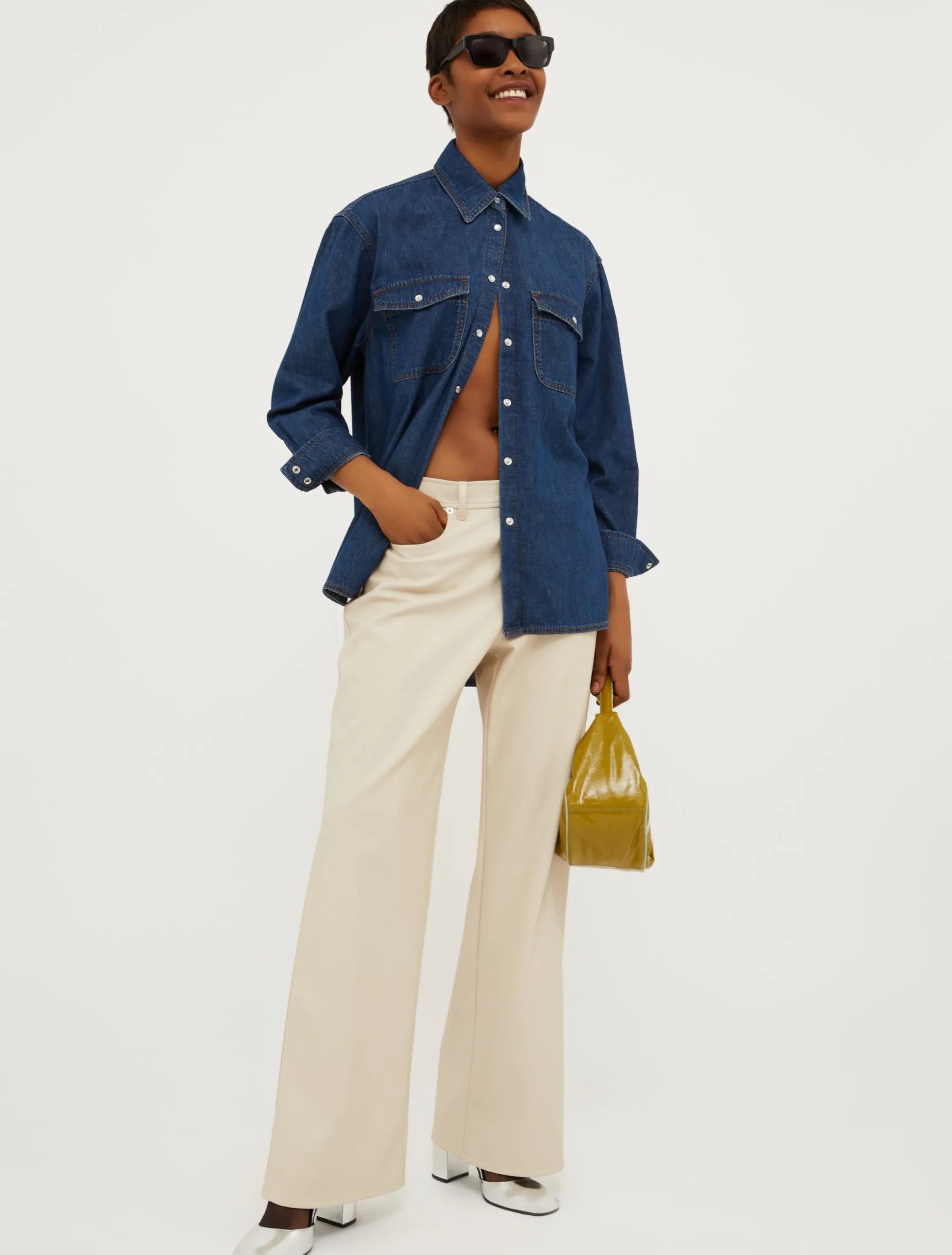 Oversized denim shirt