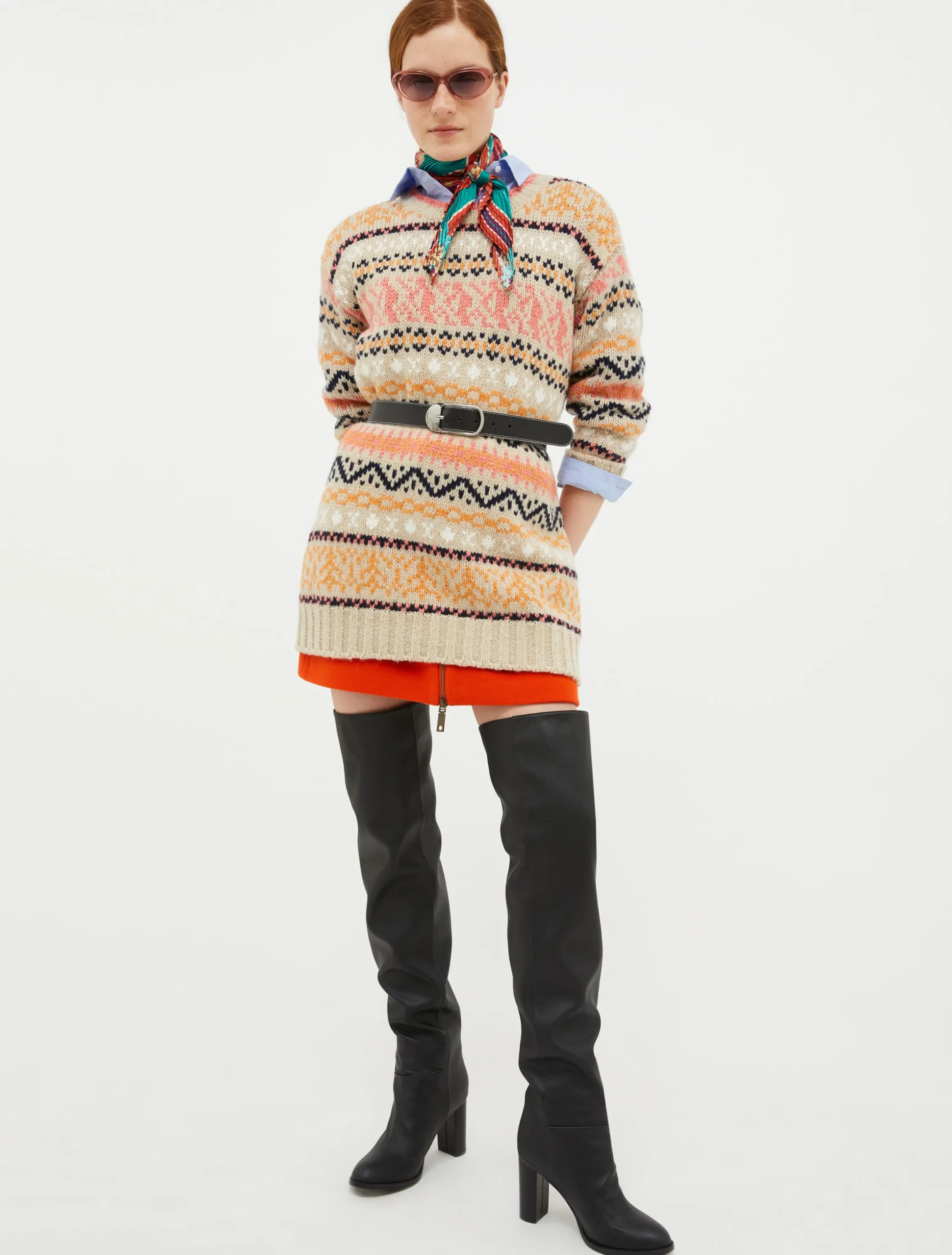 Oversized jacquard pullover