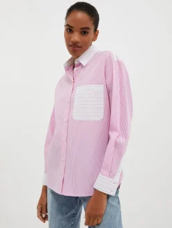 Patchwork cotton-poplin shirt