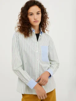 Patchwork cotton-poplin shirt
