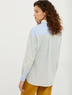 Patchwork cotton-poplin shirt