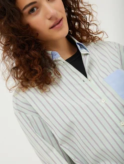 Patchwork cotton-poplin shirt