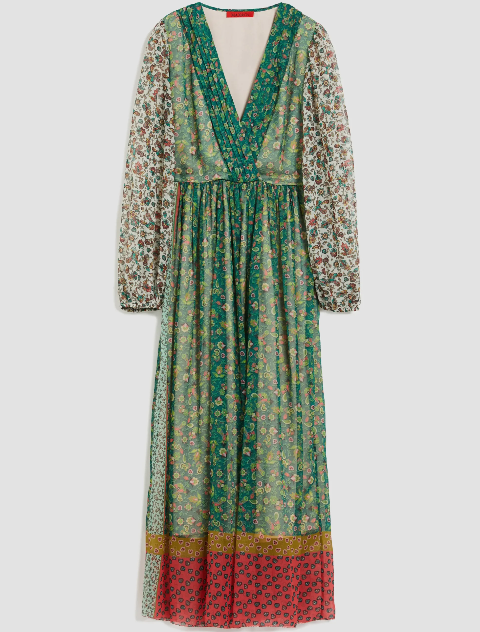 Patchwork crepe midi dress