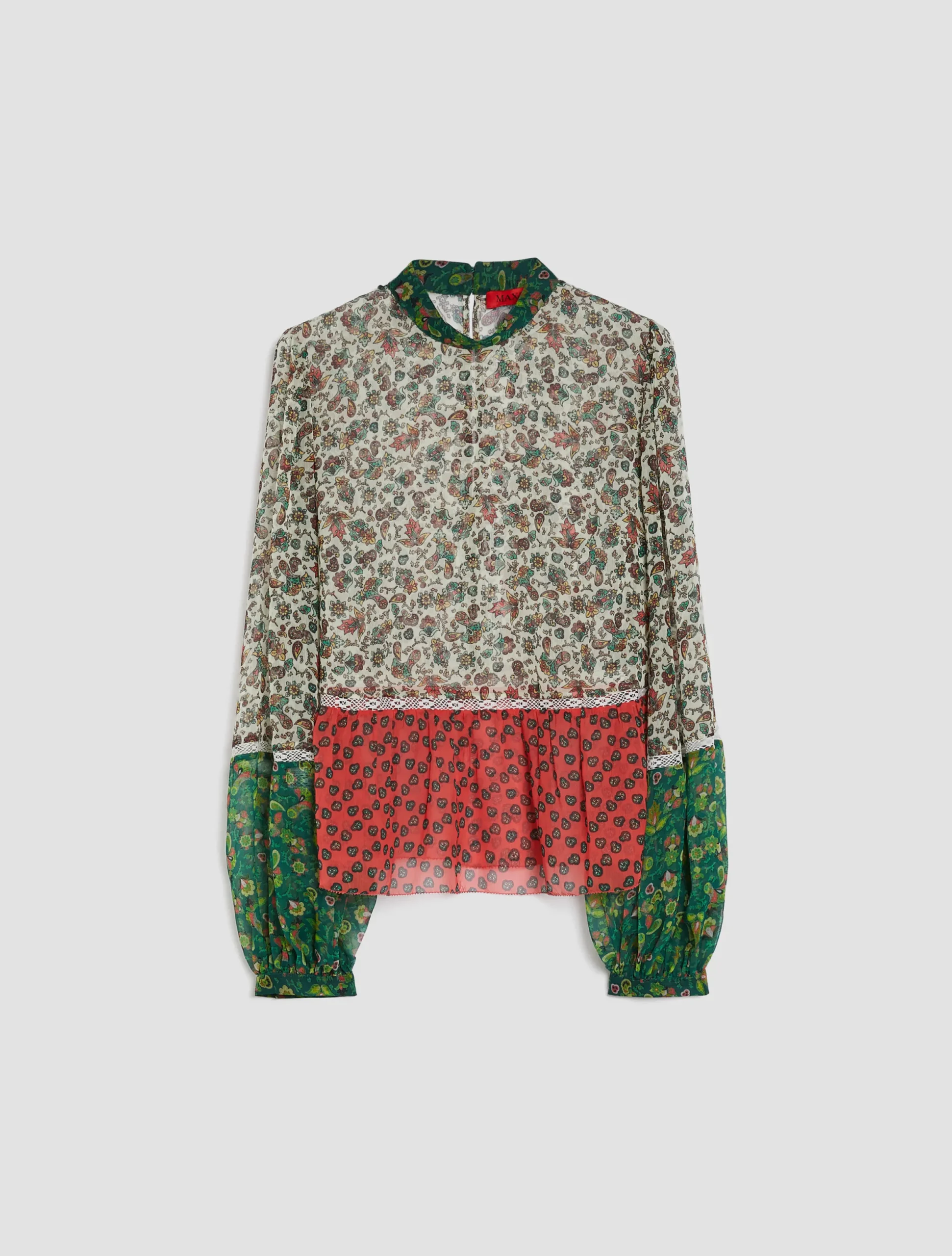 Patchwork crepon blouse