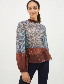 Patchwork crepon blouse
