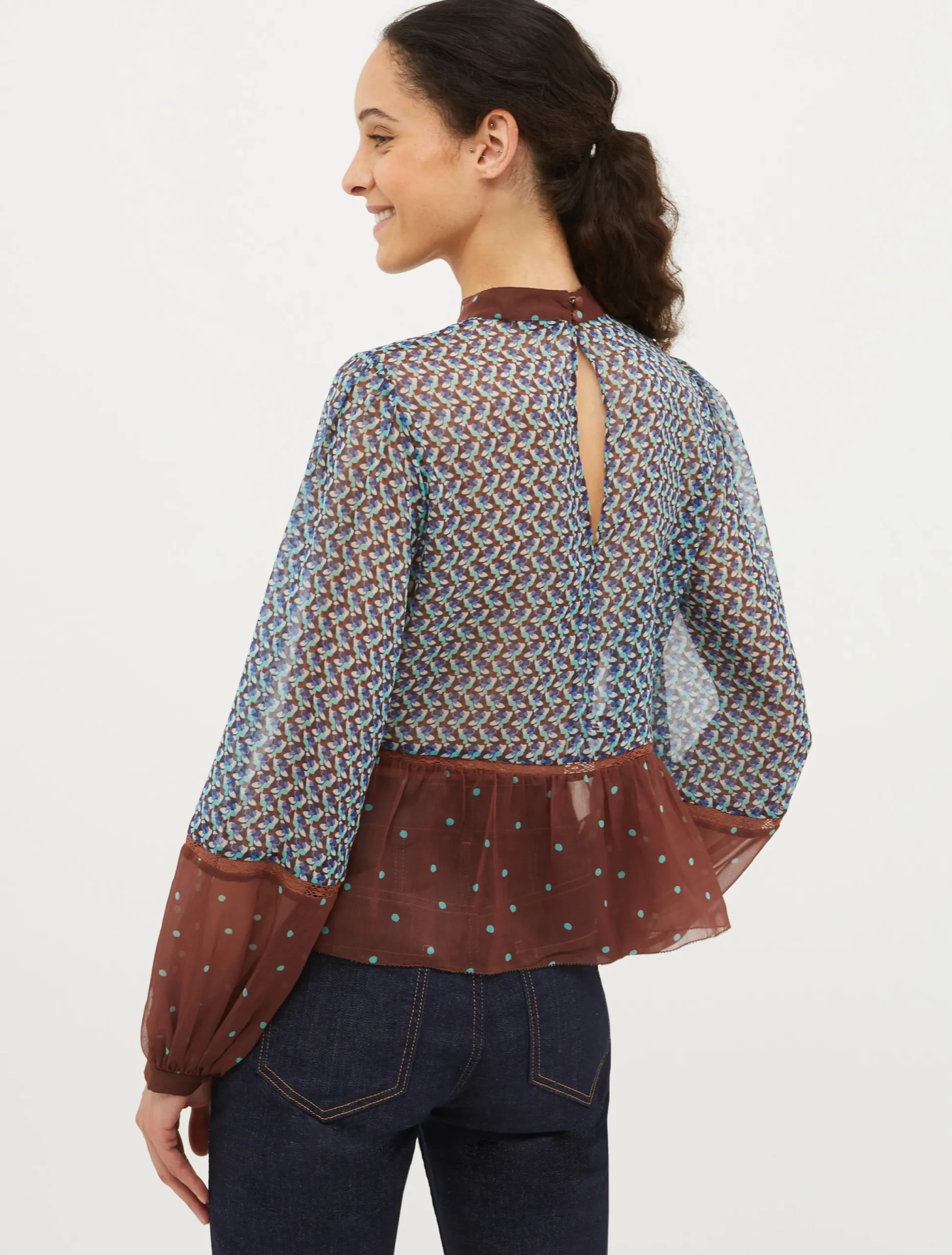 Patchwork crepon blouse