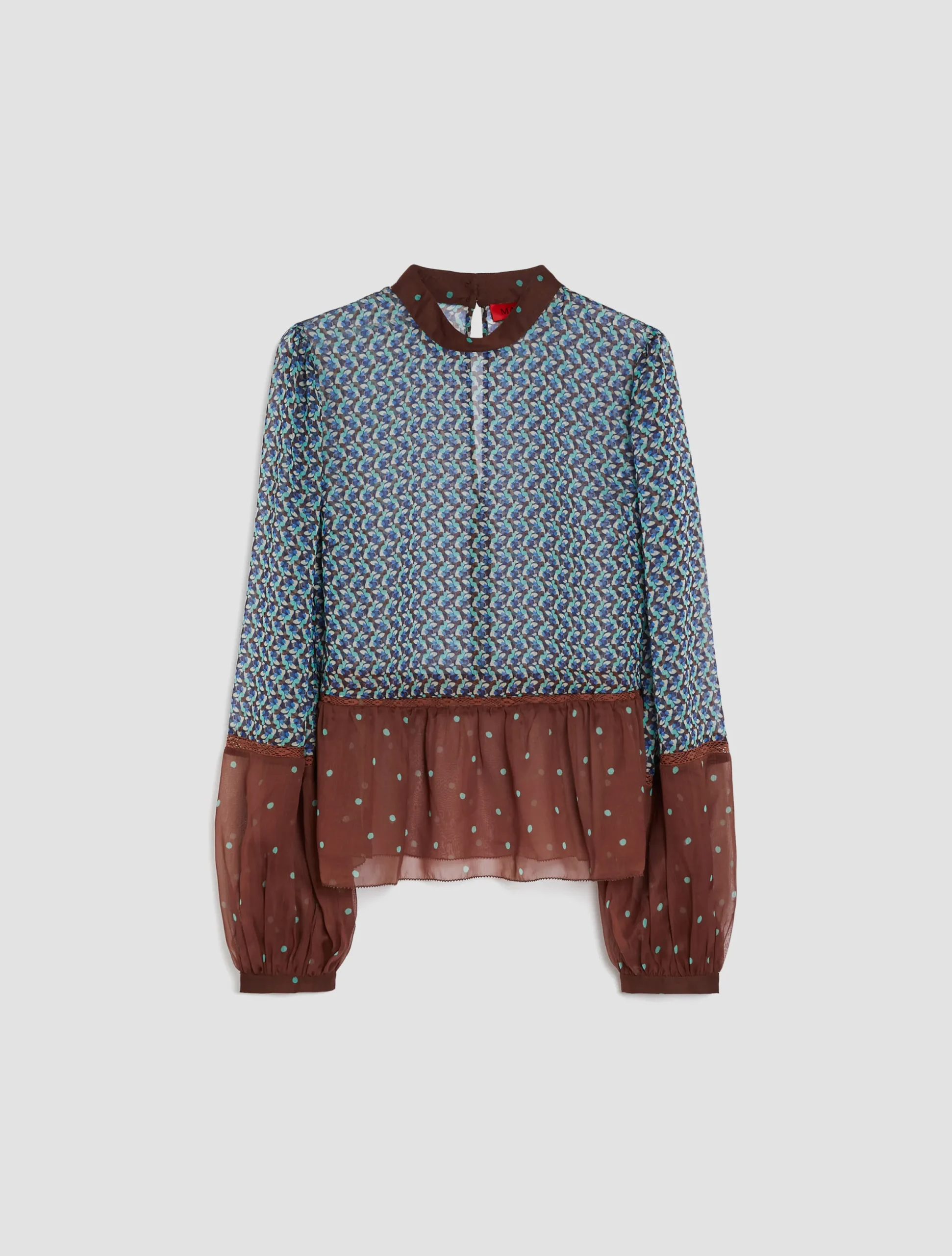 Patchwork crepon blouse