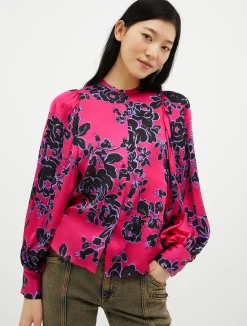 Patterned satin shirt